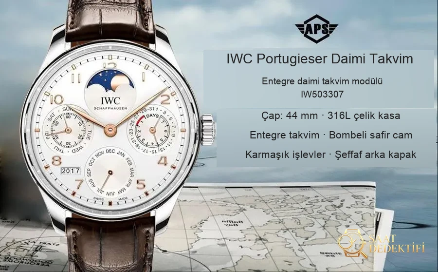 APS Factory IWC Portugieser Serisi Entegre Ebedi Takvim 2023 Yeni Model Saat - Bilezik, Toka ve Klips Mekanizması