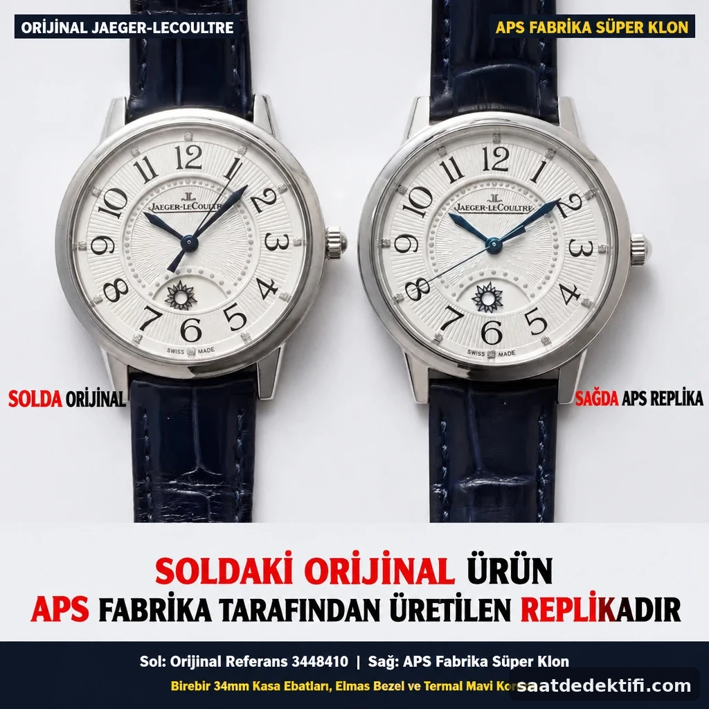 Orijinal Jaeger-LeCoultre Rendez-Vous Ref. 3448410 ile APS Factory super clone ön yüz karşılaştırması