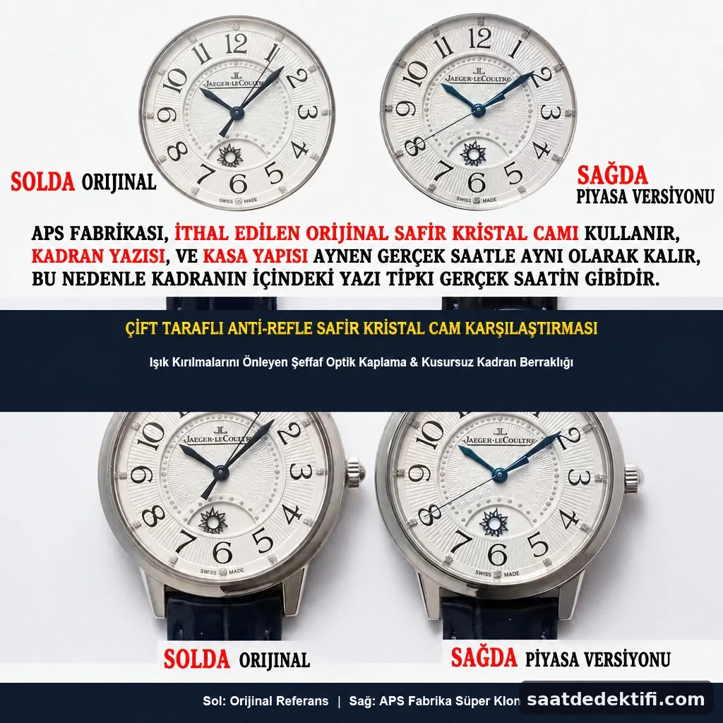 Orijinal safir cam ile APS Factory super clone safir camın anti-reflektif kaplama karşılaştırması