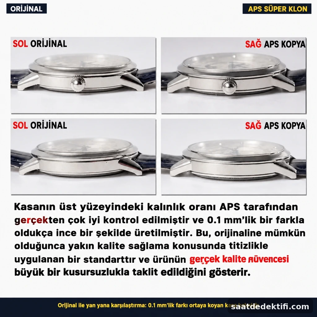 APS Factory ve orijinal JLC Rendez-Vous yan profil kasa kalınlığı ile kavis geçişi analizi
