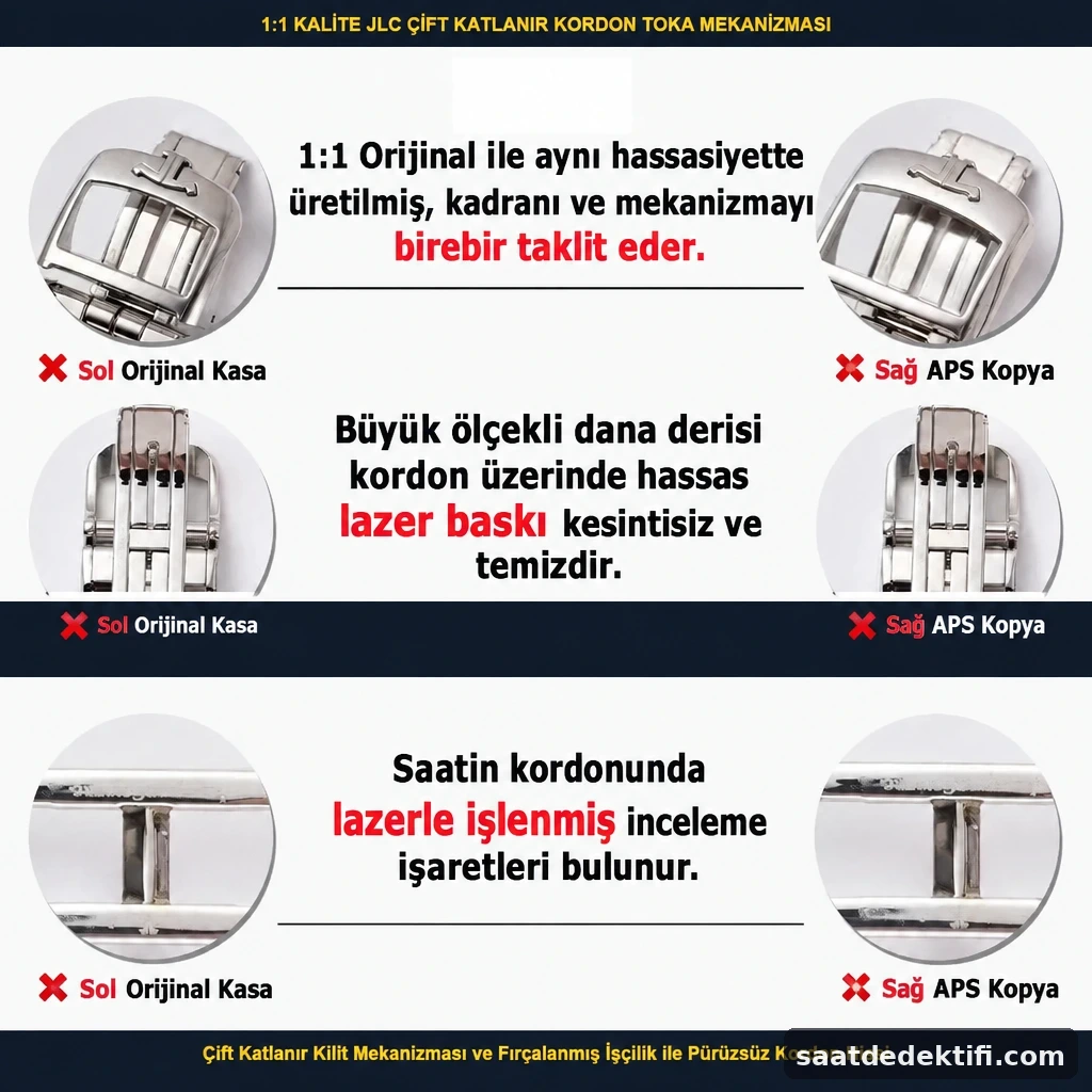 Orijinal JLC toka ile APS Factory super clone çift katlanır kelebek tokanın karşılaştırması