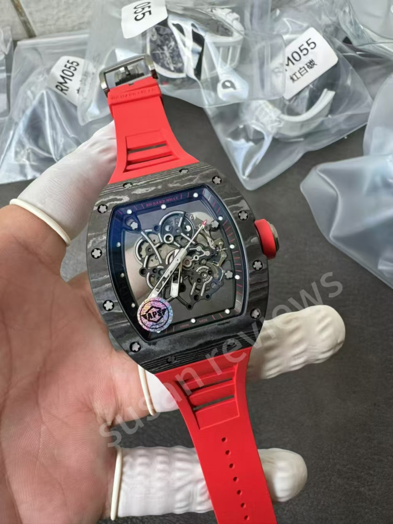 Replika Richard Mille RM055 Kırmızı Kauçuk