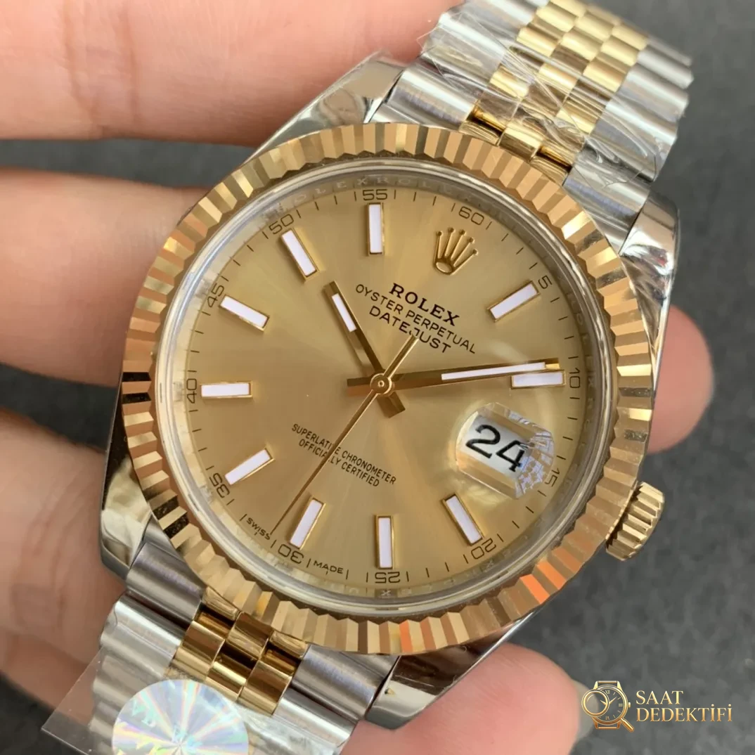 AR Factory İki Altın Renkli 41 mm Datejust Rolex Saati Yayınladı - Kasa Profili ve Kurma Kolu İncelemesi
