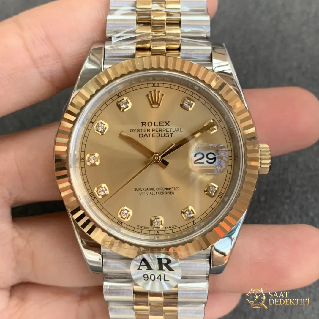 AR Factory İki Altın Renkli 41 mm Datejust Rolex Saati Yayınladı - Mekanizma Zemberek ve Balans Detayı