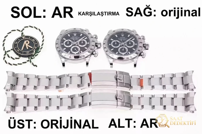 AR Factory Rolex Daytona ve N Factory 4130 mekanizmalı replika: Hangisi daha iyi? Orijinalle karşılaştırmalı inceleme - Kordon Bakla Esnekliği ve Pim Yuvaları