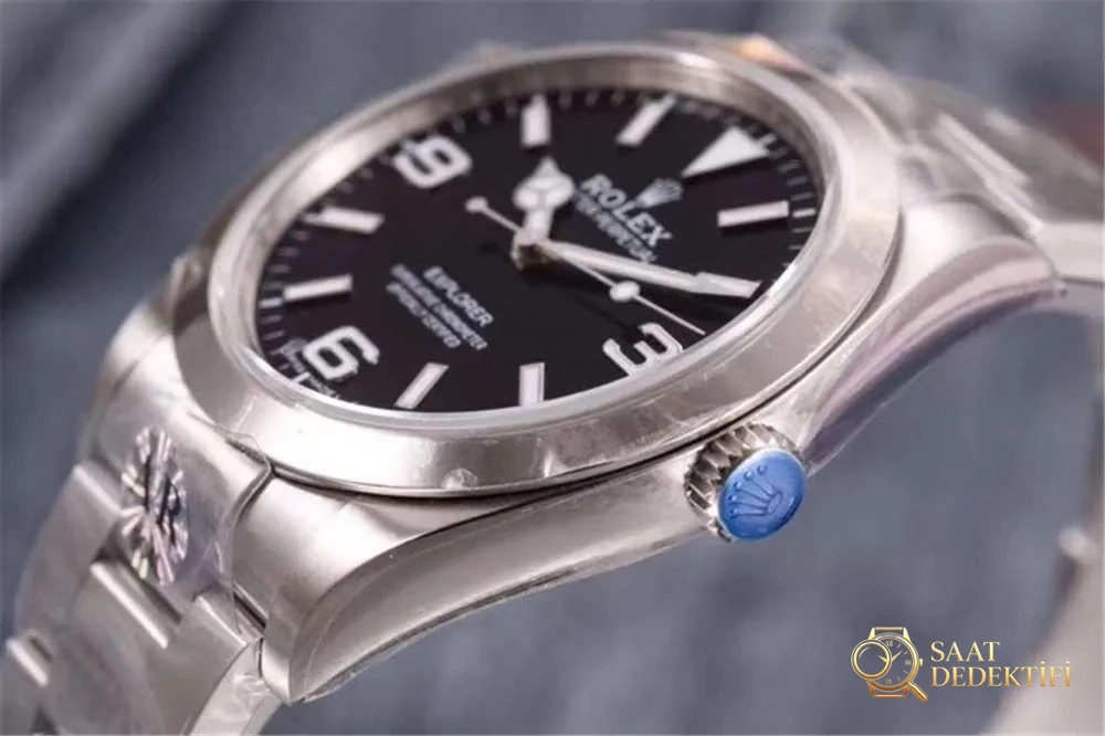 AR Factory Rolex Explorer 1. Nesil «904 Çelik» 214270 Siyah Kadran İşçilik İncelemesi - Kasa Profili ve Kurma Kolu İncelemesi