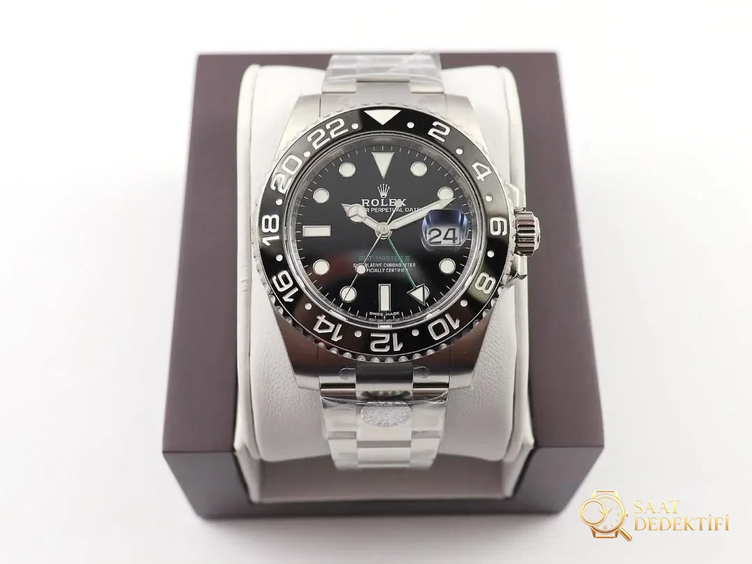 AR Factory Rolex GMT Yeşil İbre Tam Siyah Bezel Yeni Model İncelemesi - Kadran Detayı ve Bezel İşçiliği