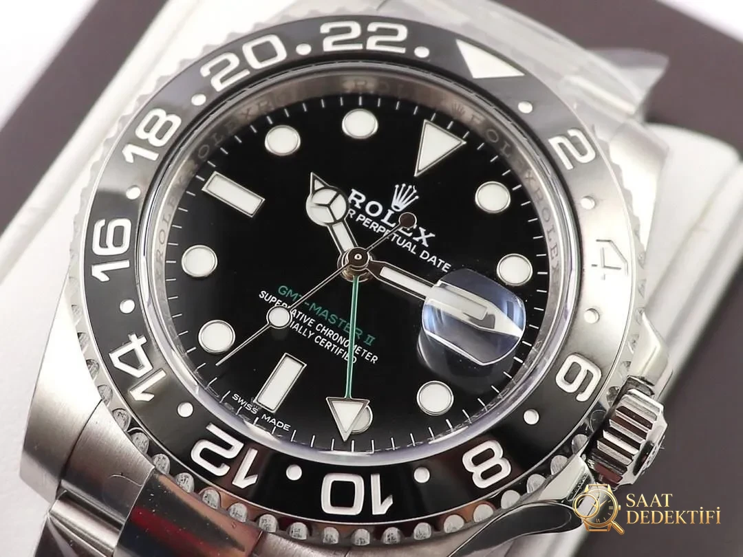 AR Factory Rolex GMT Yeşil İbre Tam Siyah Bezel Yeni Model İncelemesi - Kasa Profili ve Kurma Kolu İncelemesi