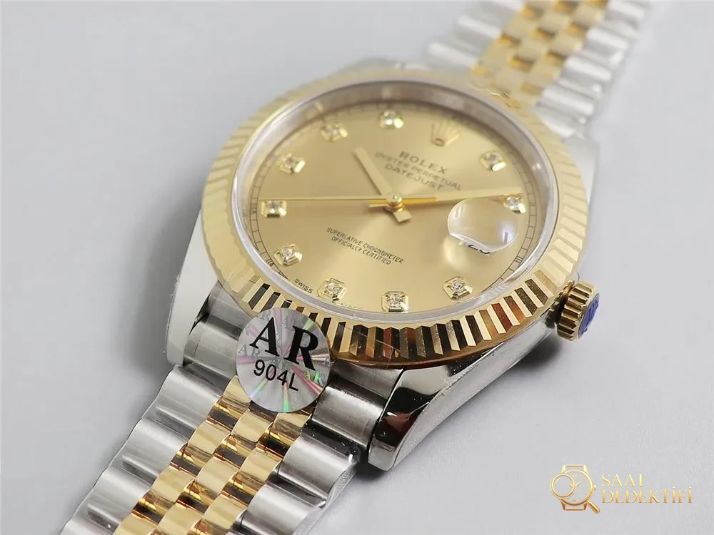 AR Factory Rolex iki renkli Datejust 41 mm saat incelemesi - Makro Kadran ve İndeks İşçiliği