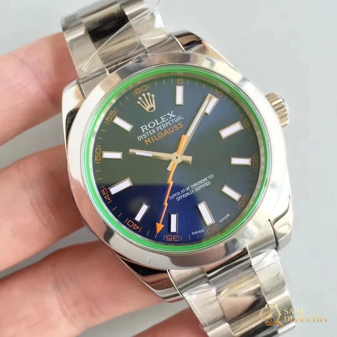 AR Factory Rolex Turuncu Şimşek İbre Yeşil Cam MILGAUSS Serisi m116400gv Antimanyetik Takvimsiz Replika Saat Mavi/Siyah Kadran İncelemesi - Tepe Koruması ve Ayar Fonksiyonu