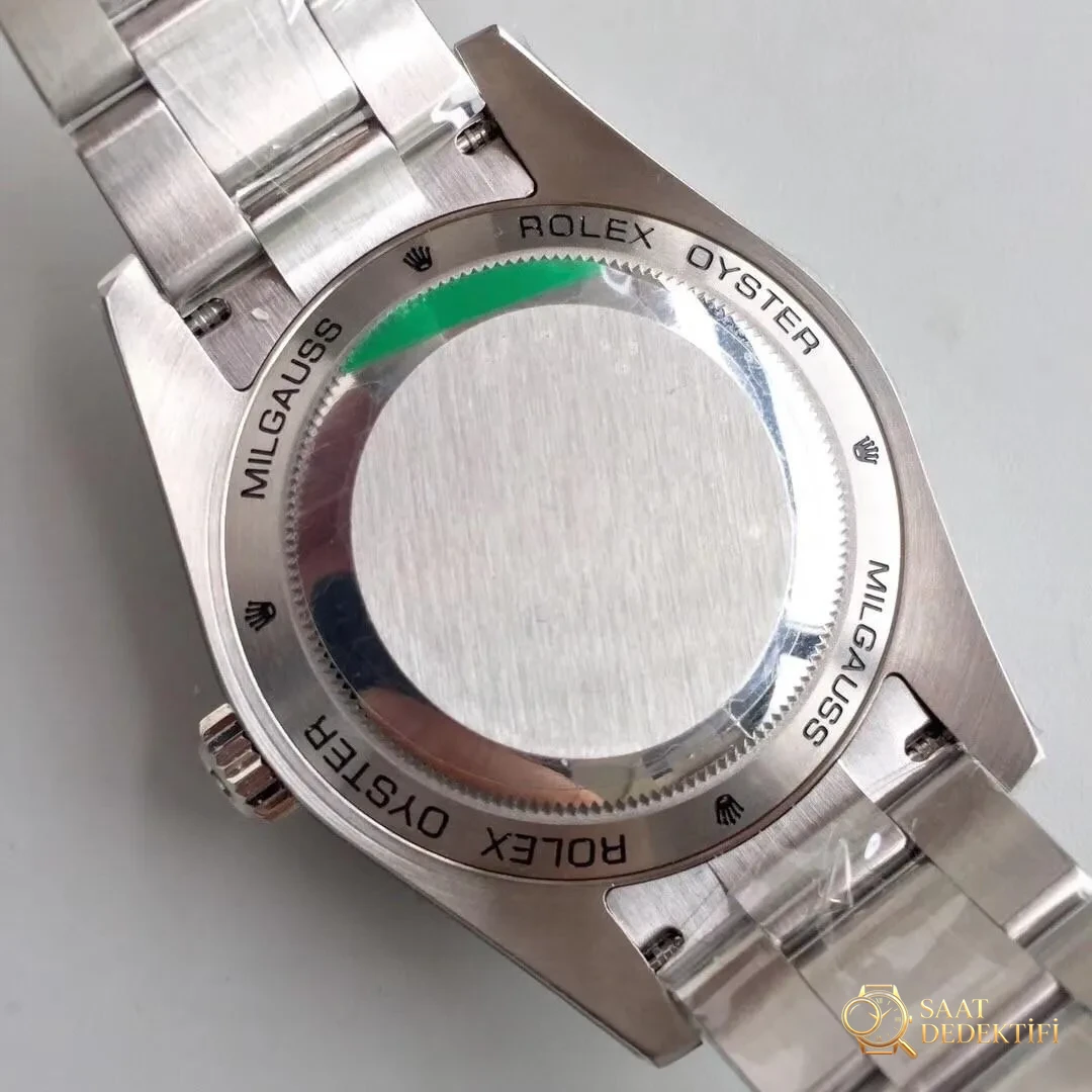 AR Factory Rolex Turuncu Şimşek İbre Yeşil Cam MILGAUSS Serisi m116400gv Antimanyetik Takvimsiz Replika Saat Mavi/Siyah Kadran İncelemesi - Bilezik Bakla Ayrımı ve Pim Yapısı