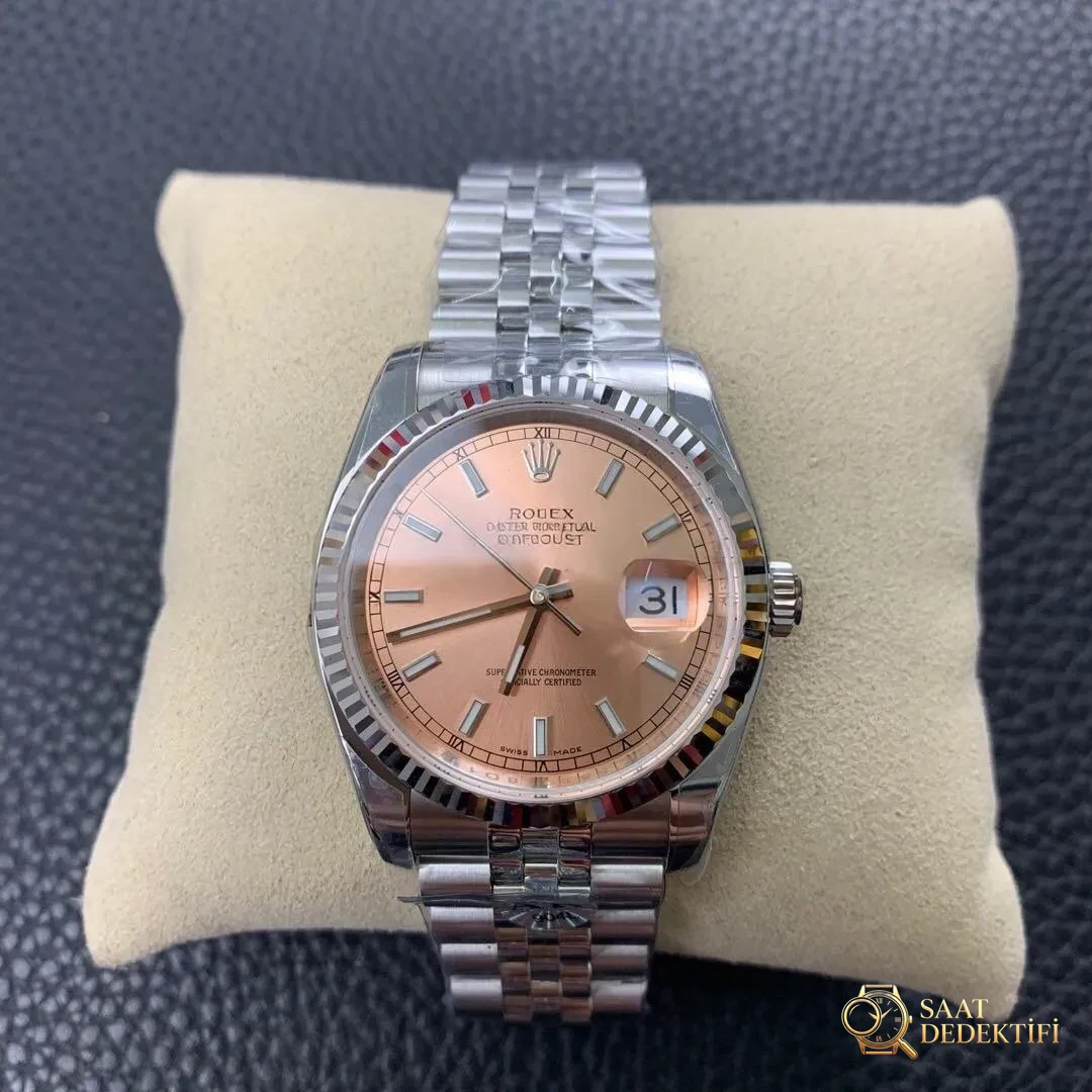 AR Factory V2 sürümü Rolex Datejust 36 mm 904 çelik dişli bezel replika saat incelemesi - Makro Kadran ve İndeks İşçiliği