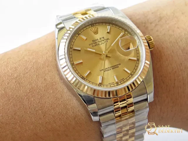 Replika Rolex 36mm Datejust İki Renk Kol Üstü Çekim