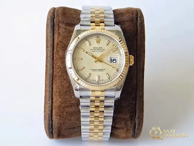 Replika Rolex İki Renk Datejust Gümüş Beyaz Kadran