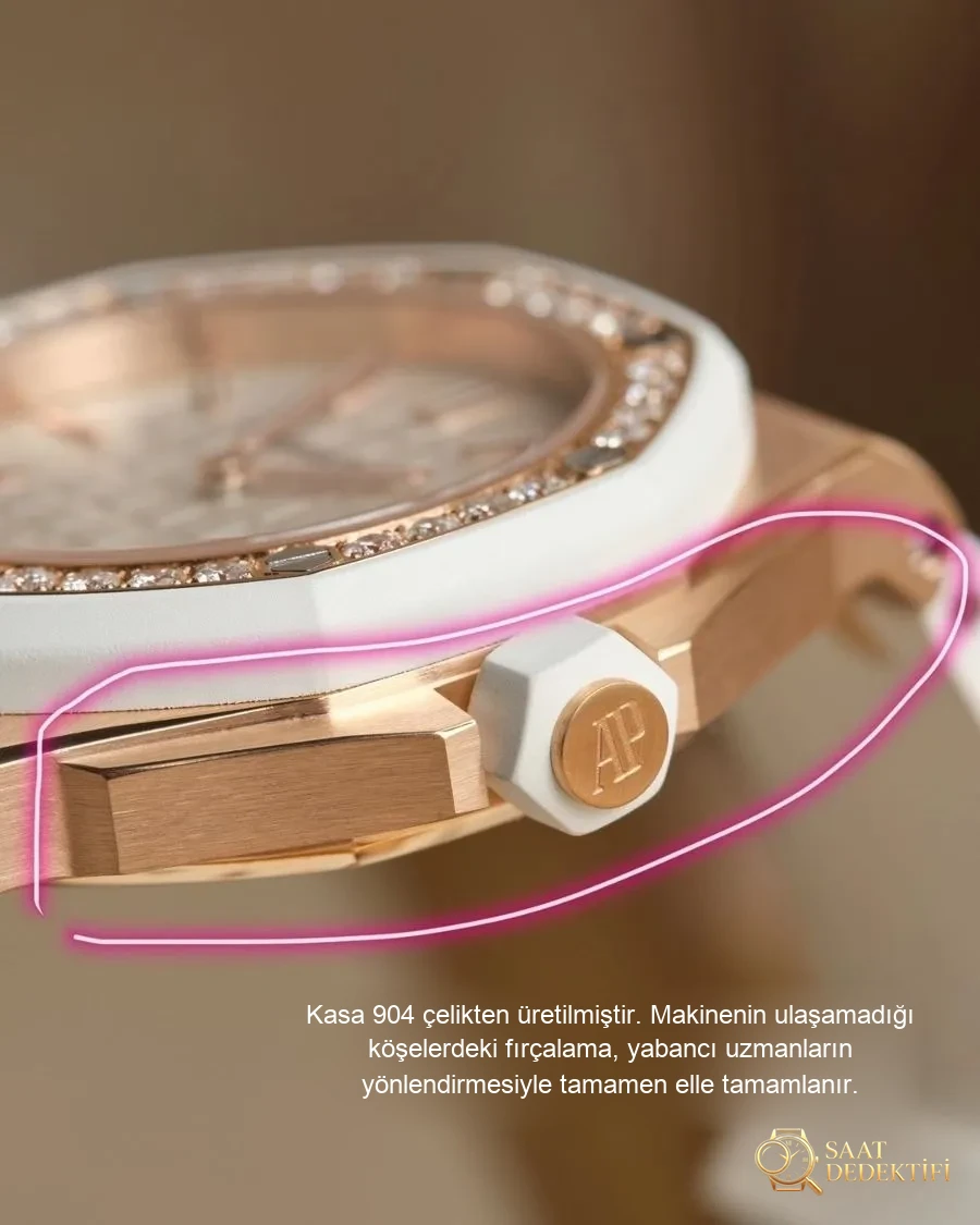 Audemars Piguet AP67540 Royal Oak Offshore 37 mm quartz women's watch review - Clip Lock and Laser Stamps