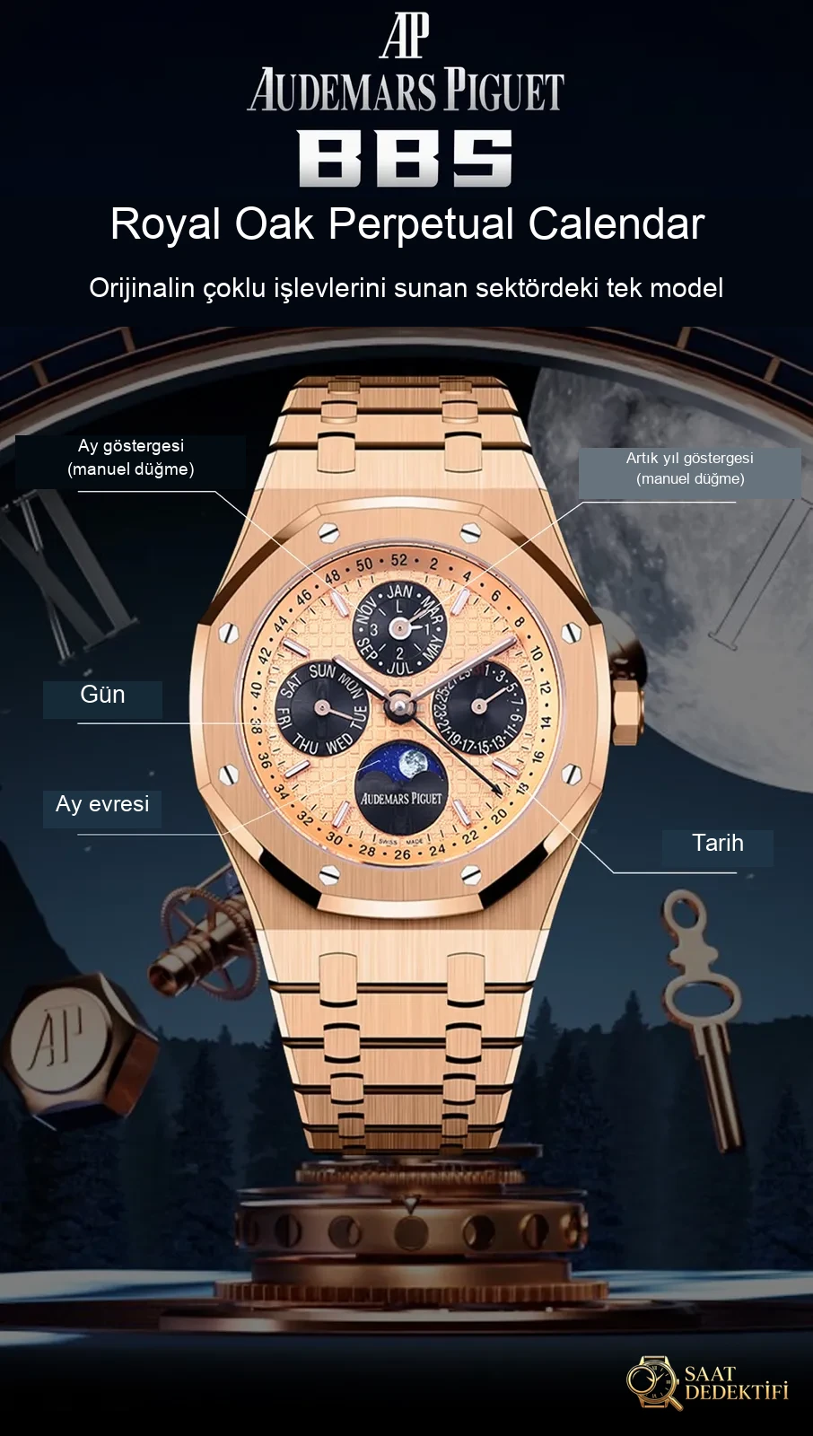 Audemars Piguet replikada yeni bir zirve: BBS Factory 2025 iddialı sunumuyla karşınızda — Royal Oak Perpetual Calendar V2 yükseltilmiş sürüm, replikanın zirvesini yeniden tanımlıyor! - Kadran Detayı ve Bezel İşçiliği