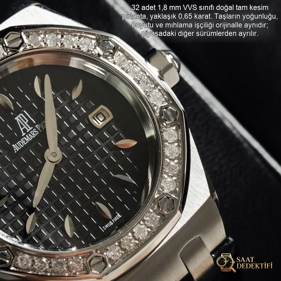 Audemars Piguet Royal Oak serisi model 67601 kuvars kol saati (siyah) - tanrıçaya "Sevgililer Günü" hediyesi - görsel 3