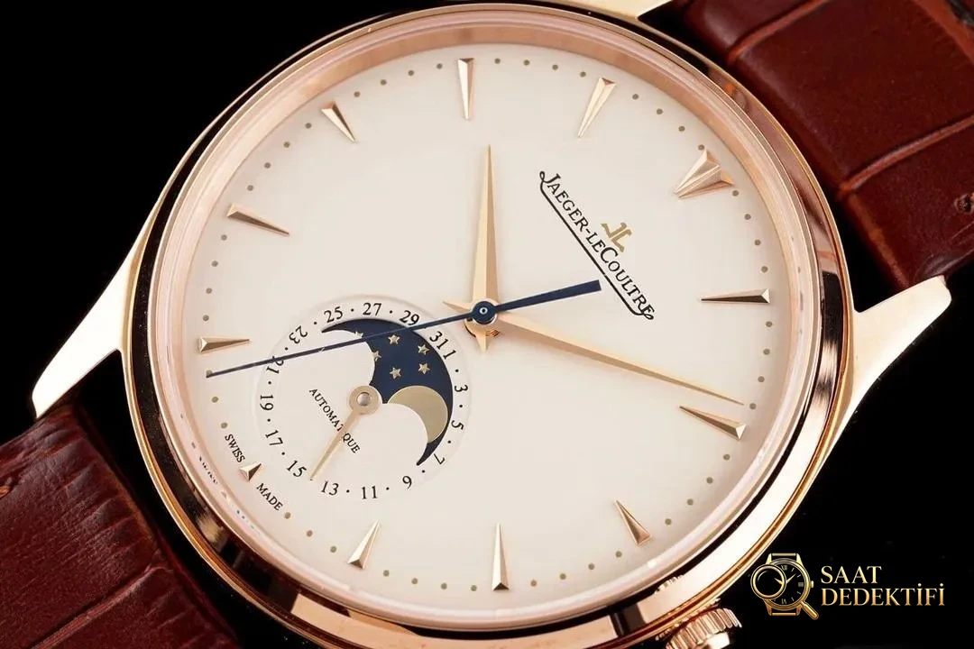 AZ Factory Jaeger-LeCoultre fasi lunari Master q1362520 quadrante bianco oro rosa - Dettaglio quadrante e lavorazione della lunetta