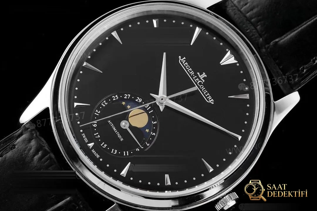 AZ Factory Jaeger-LeCoultre Ay Evreli Master q1368470 Siyah Kadran - Kadran Detayı ve Bezel İşçiliği