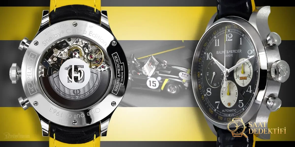 baume et mercier sınırlı üretim shelby cobra 1963 kasa arkası