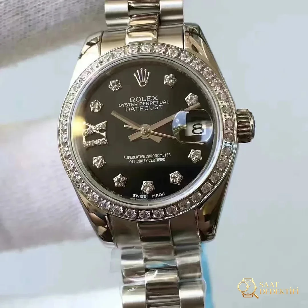 Replica Rolex Lady Datejust 33mm Black Dial
