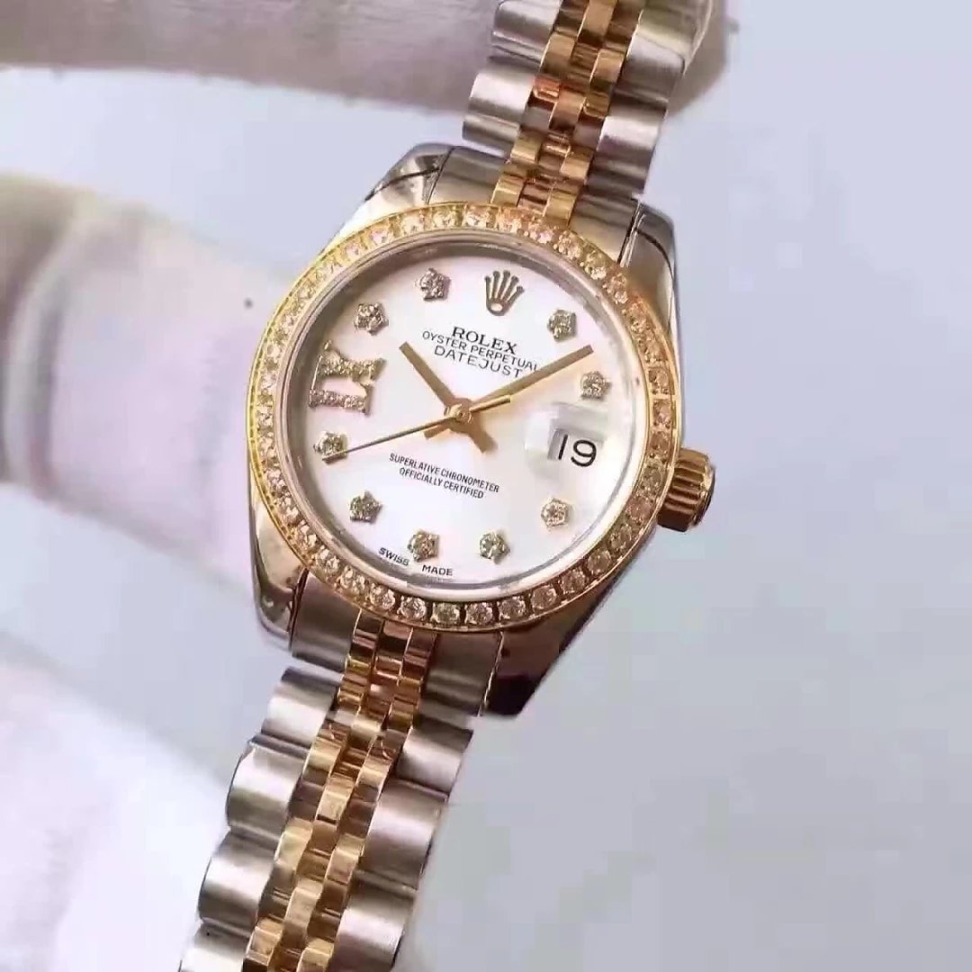 İki Renk Rolex Datejust Pırlanta Replika Saat