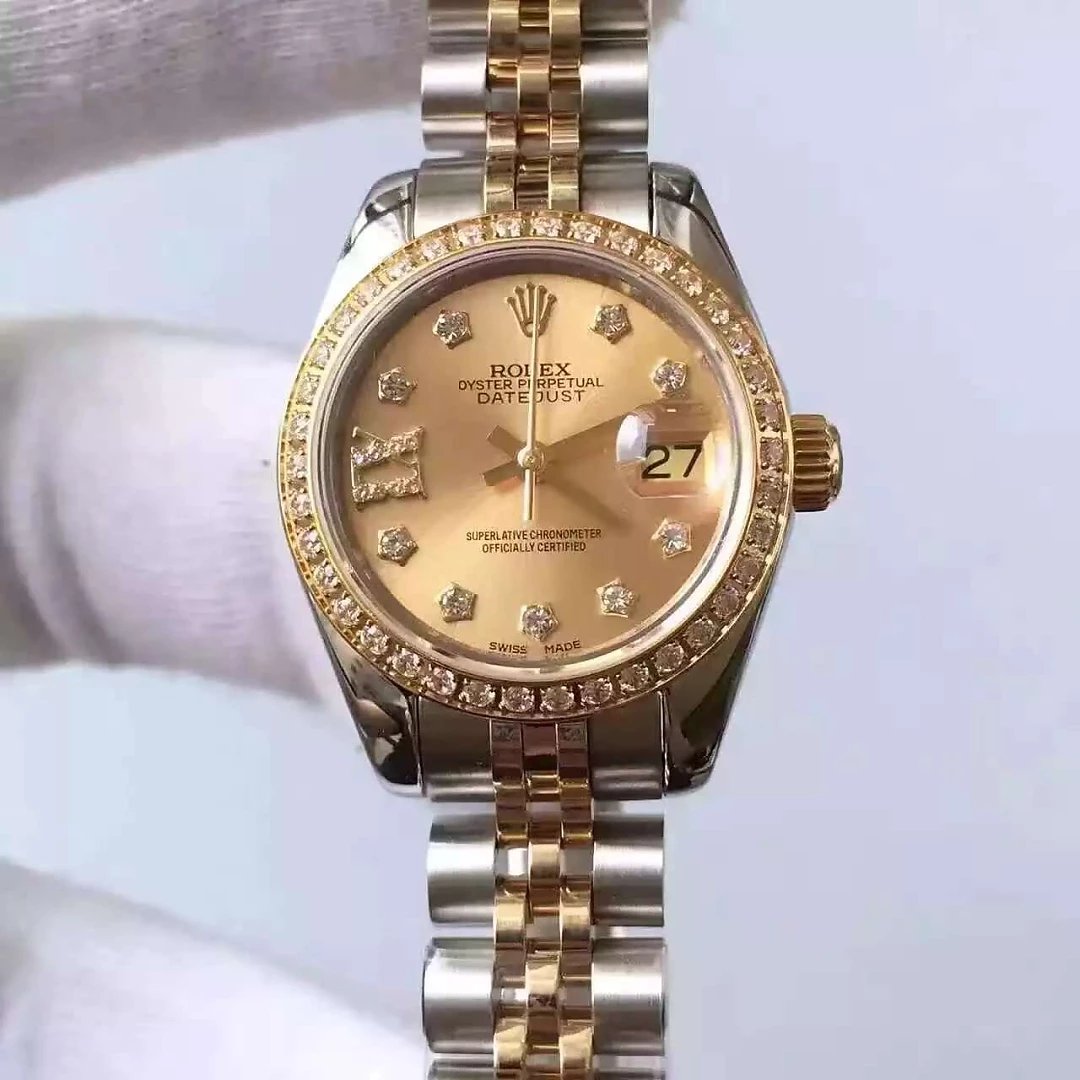 İki Renk 33mm Datejust Rolex Altın Rengi Kadran