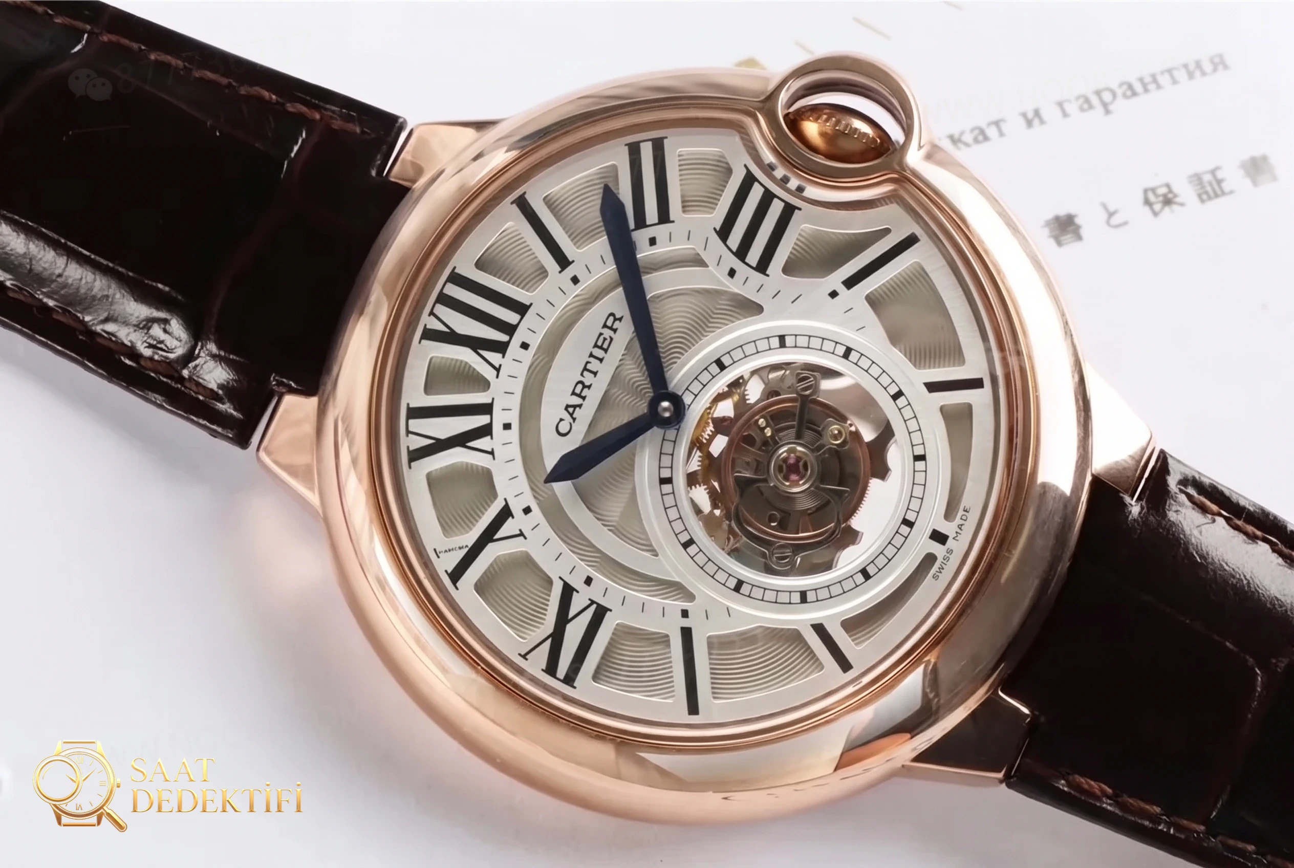 BBR Cartier Ballon Bleu Tourbillon Erkek W6920021 Saat İncelemesi - Arka Kapak ve Mekanizma Detayı