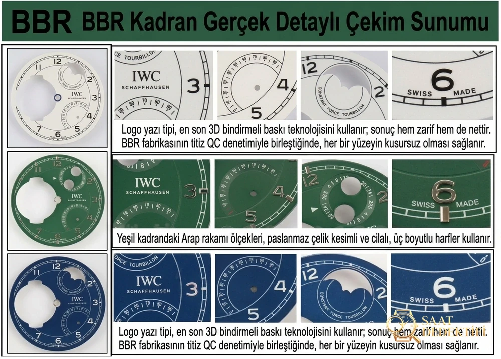 BBR Factory IWC 150. Yıl Anısına Portugieser Serisi Özel Sürüm IW590202 Sabit Güç Tourbillon Kol Saati - Kadran Detayı ve Bezel İşçiliği