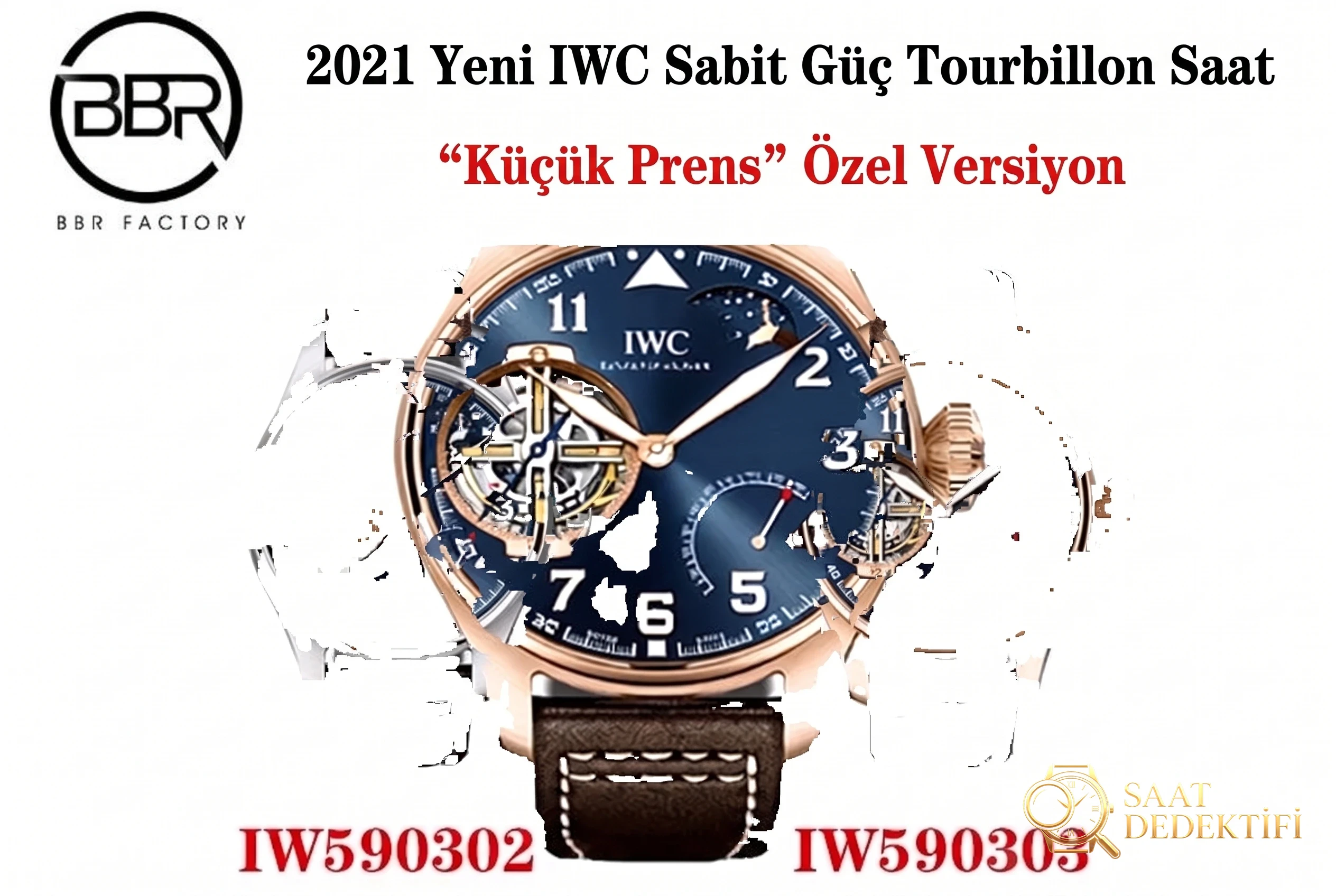 BBR Factory IWC Küçük Prens Pilot serisi IW590302 tourbillon replika saat - Kadran Detayı ve Bezel İşçiliği