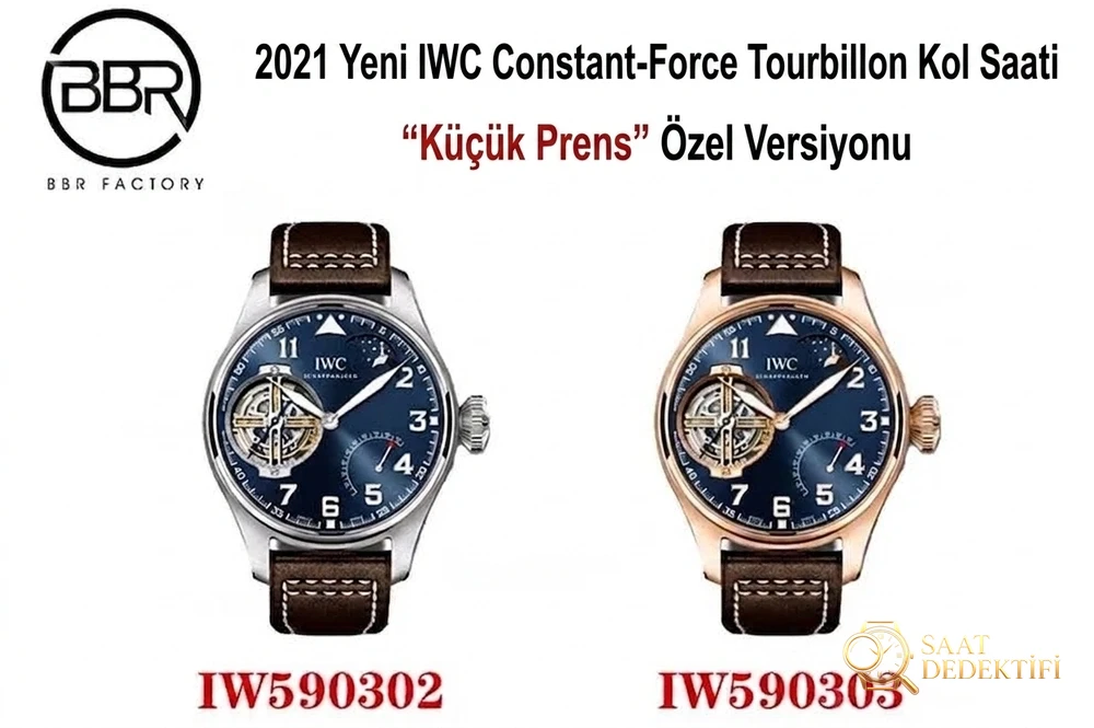 BBR Factory IWC Küçük Prens Pilot Serisi IW590303 Tourbillon Replika Saat, Rose Gold Renk - Kadran Detayı ve Bezel İşçiliği