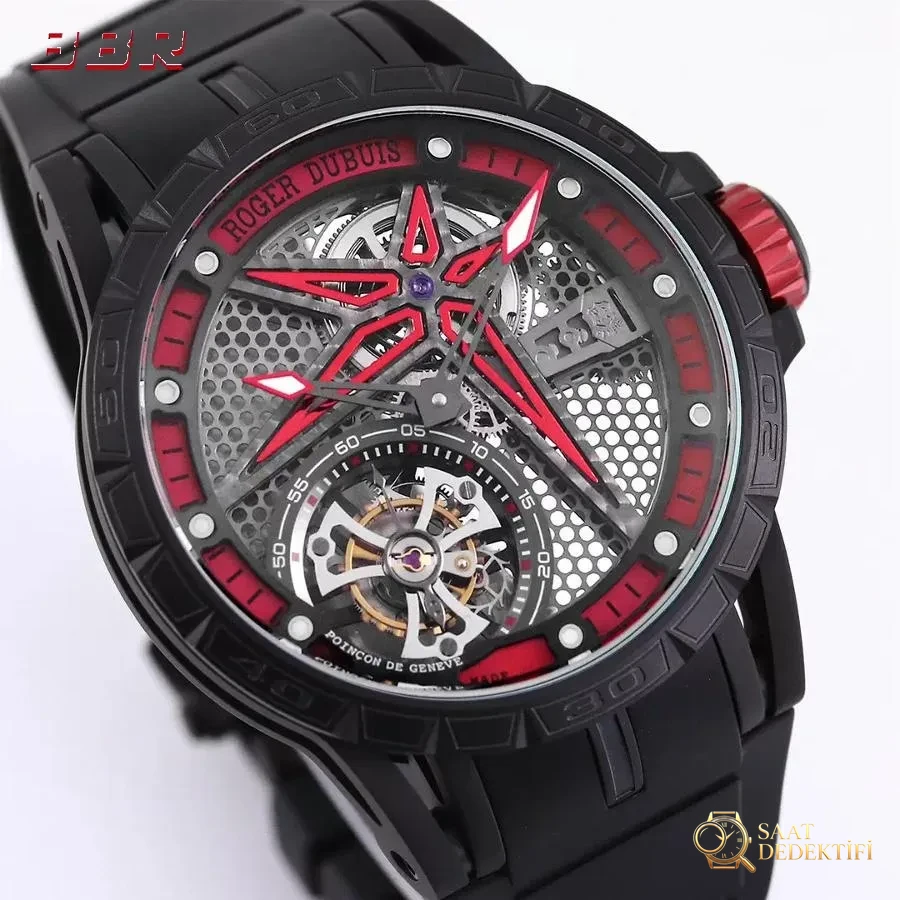 BBR Factory RD Roger Dubuis Excalibur Serisi RDDBEX0817 Tourbillon Kol Saati - Arka Kapak ve Mekanizma Detayı