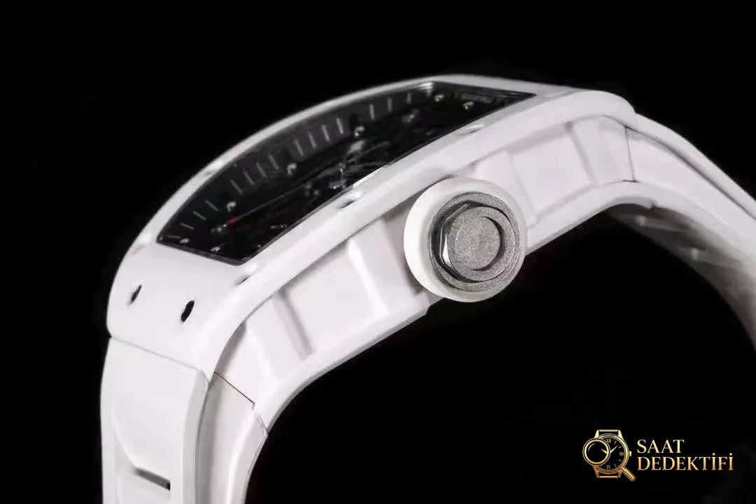 BBR Factory Richard Mille RM055 Beyaz Seramik, Tek Parça Mekanizma, Balans Çarkı Gerçekten Çalışıyor - Makro Kadran ve İndeks İşçiliği