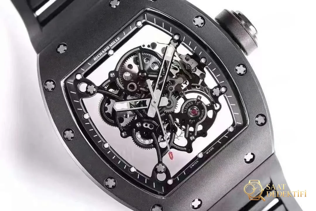 BBR Factory Richard Mille RM055 Siyah Seramik, Entegre Mekanizma, Balans Çarkı Gerçekten Hareketli - Arka Kapak ve Mekanizma Detayı