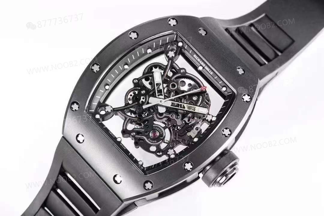 BBR Factory Richard Mille RM055 Siyah Seramik, Entegre Mekanizma, Balans Çarkı Gerçekten Hareketli — 5. fotoğraf