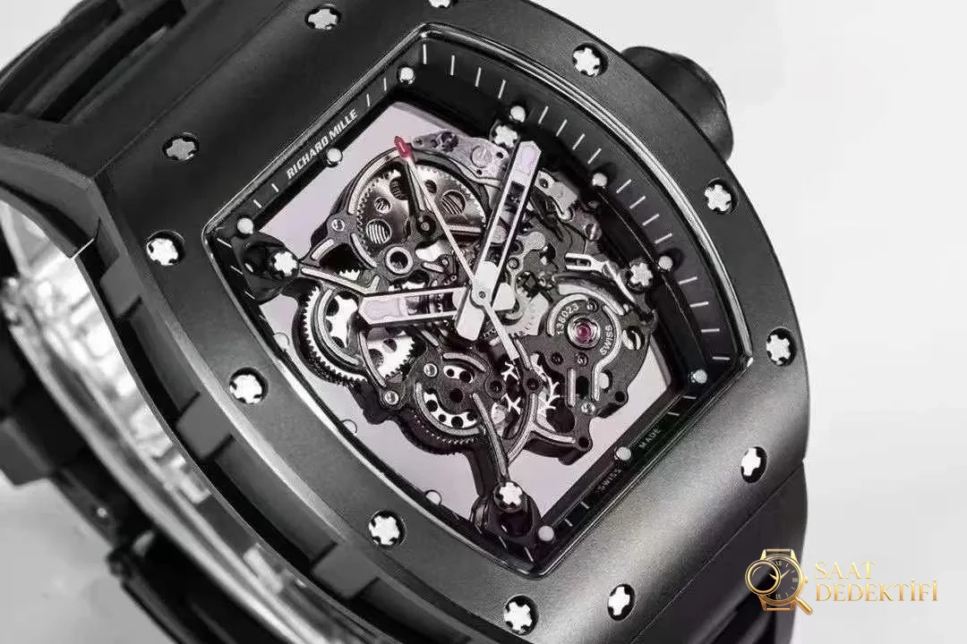 BBR Factory Richard Mille RM055 Siyah Seramik, Entegre Mekanizma, Balans Çarkı Gerçekten Hareketli - Makro Kadran ve İndeks İşçiliği