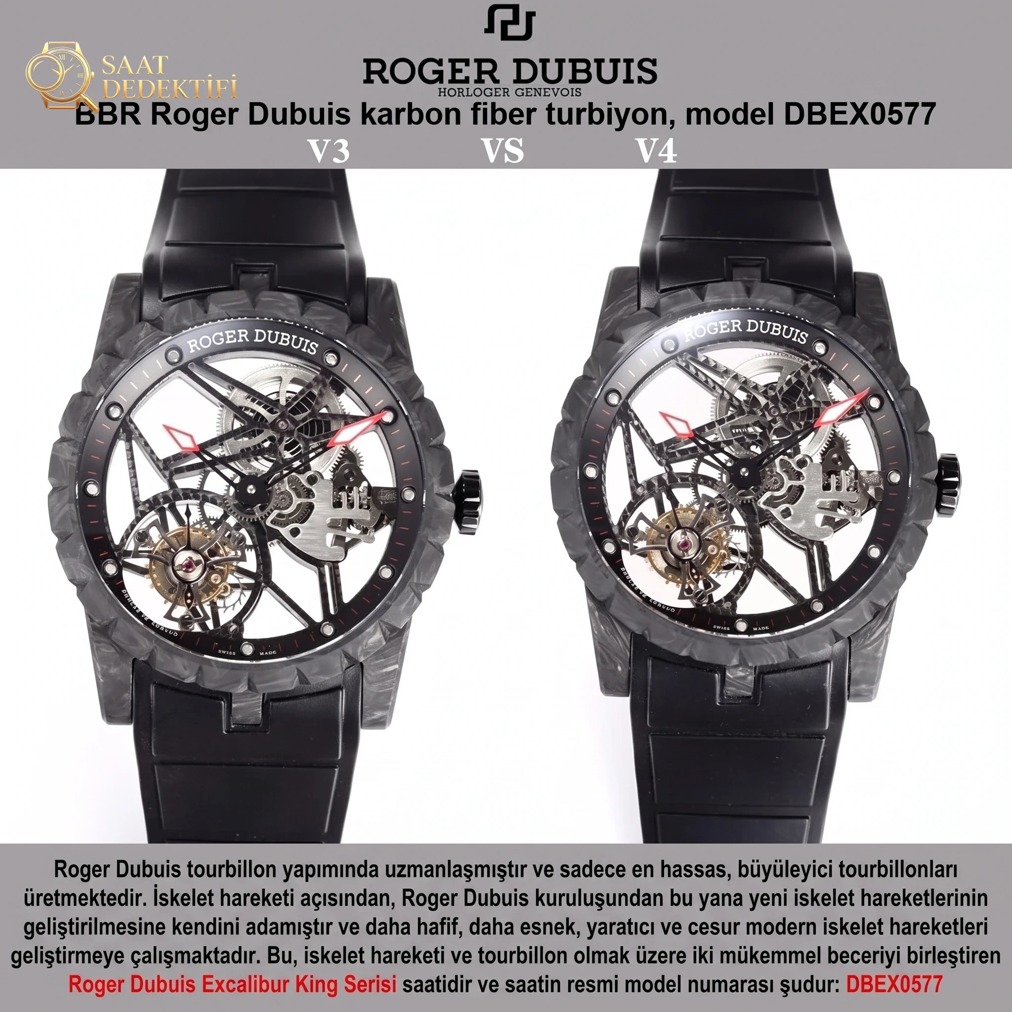 BBR Factory Roger Dubuis 0577 Tourbillon V4 sürümünde neler geliştirildi? - Kadran Detayı ve Bezel İşçiliği