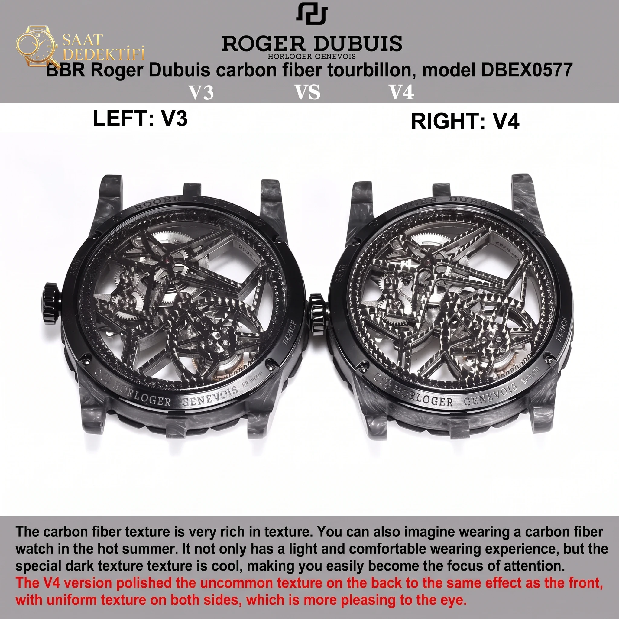 BBR Factory Roger Dubuis 0577 Tourbillon V4 sürümünde neler geliştirildi? - Klips Kilidi ve Lazer Damgalar