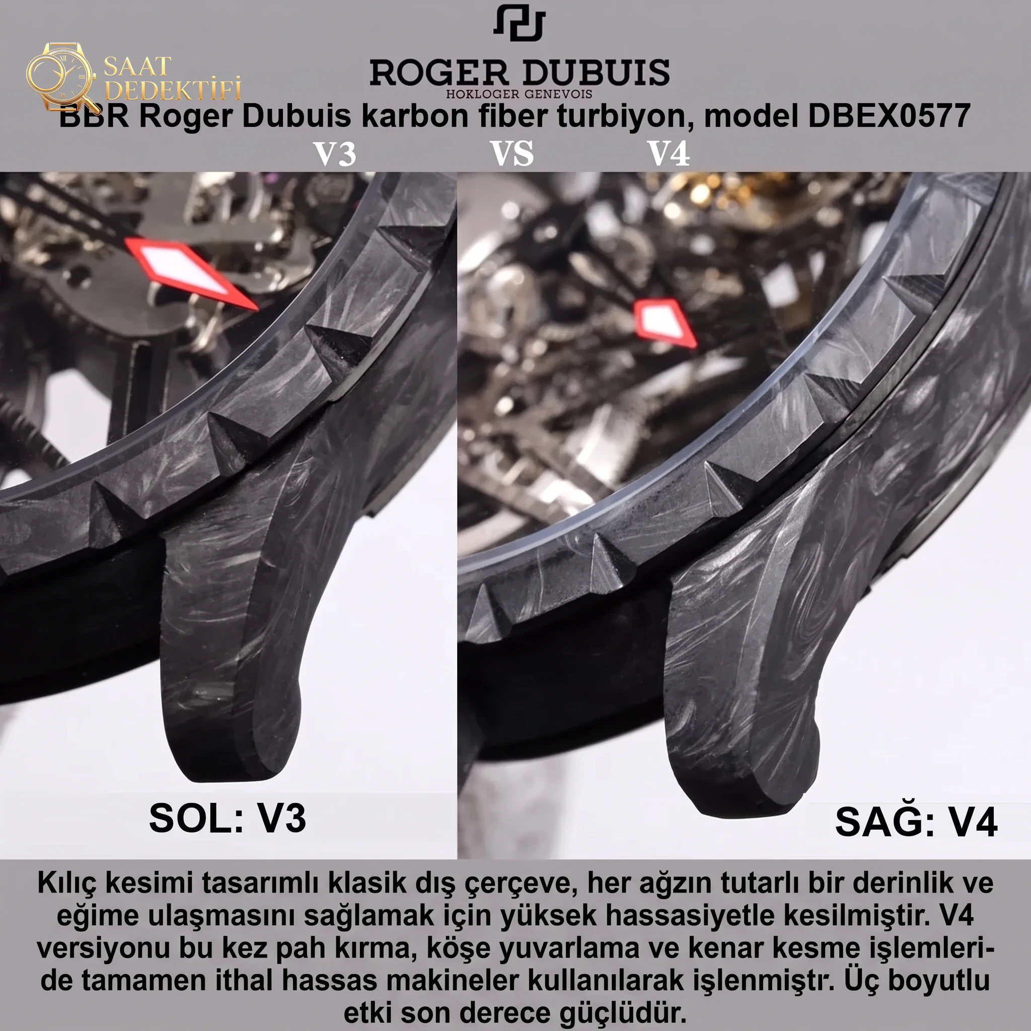 BBR Factory Roger Dubuis 0577 Tourbillon V4 sürümünde neler geliştirildi? - Fosfor ve Super-LumiNova Gece Görünümü