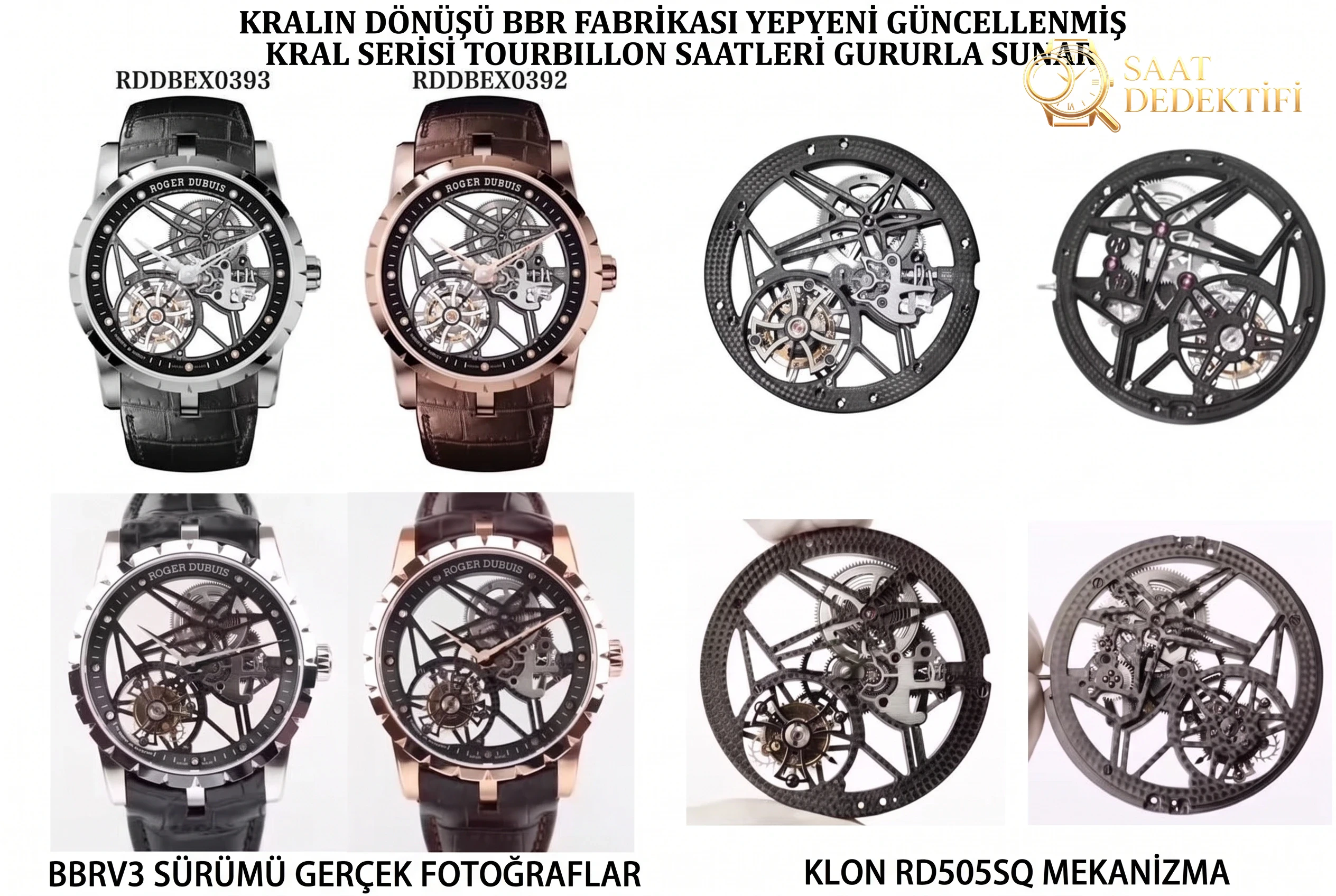 BBR Factory V3 versiyon Roger Dubuis Kral serisi RDDBEX0393 tourbillon replika saatinde neler yükseltildi? - Makro Kadran ve İndeks İşçiliği