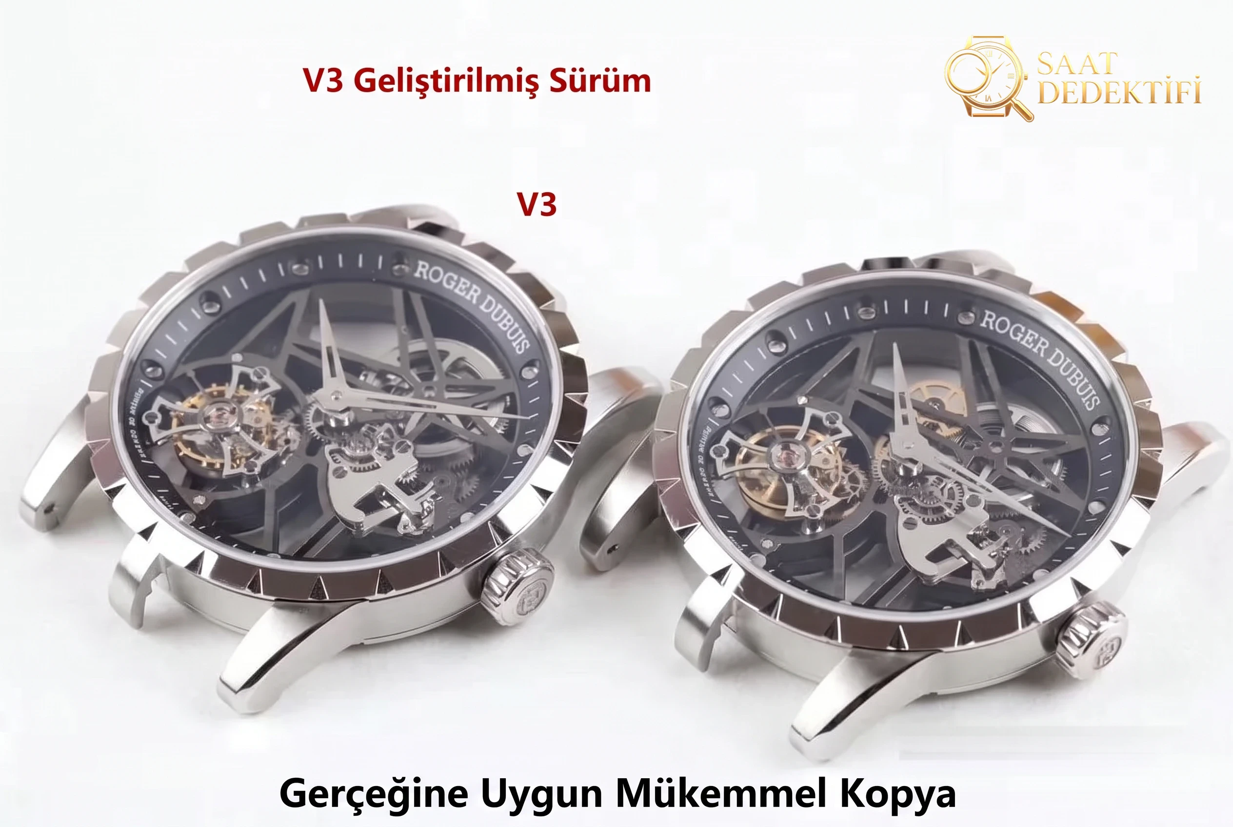 BBR Factory V3 versiyon Roger Dubuis Kral serisi RDDBEX0393 tourbillon replika saatinde neler yükseltildi? - Klips Kilidi ve Lazer Damgalar