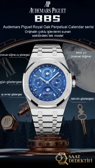 BBS Audemars Piguet Royal Oak Serisi, Komplike Fonksiyonlu Ebedi Takvim Kol Saati - Arka Kapak ve Mekanizma Detayı