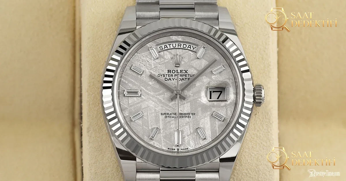 Rolex Day Date 228239 Meteor Taşı Kasa Tırtıklı Bezel
