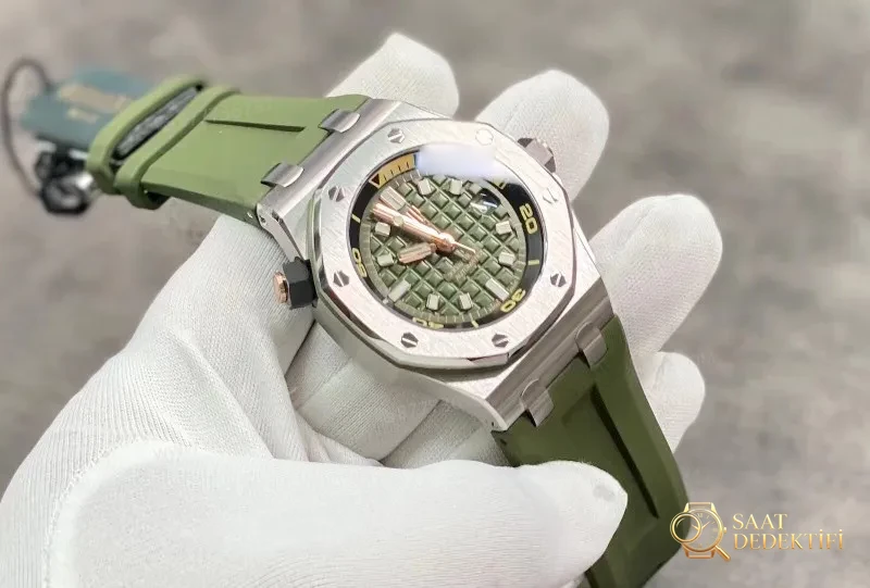 BF Factory Audemars Piguet AP15720 gri/mavi/yeşil kadranlı yeni replika saat - Kasa Profili ve Kurma Kolu İncelemesi