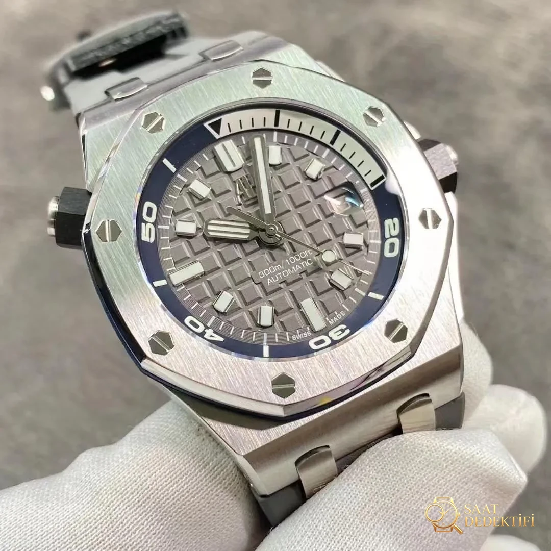 BF Factory Audemars Piguet AP15720 gri/mavi/yeşil kadranlı yeni replika saat - Klips Kilidi ve Lazer Damgalar