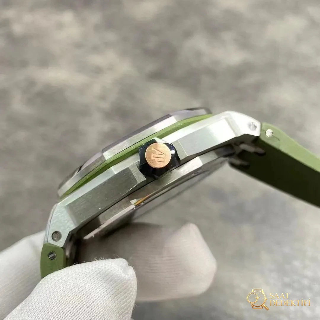 BF Factory Audemars Piguet AP15720 gri/mavi/yeşil kadranlı yeni replika saat - Tepe Koruması ve Ayar Fonksiyonu