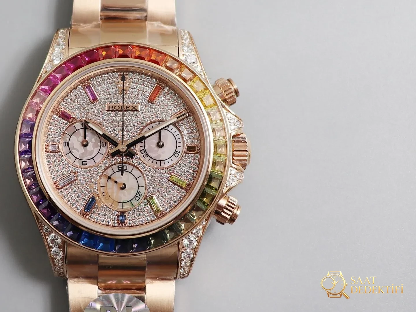 BL Factory Rolex Rainbow Daytona replikası nasıl? - Klips Kilidi ve Lazer Damgalar