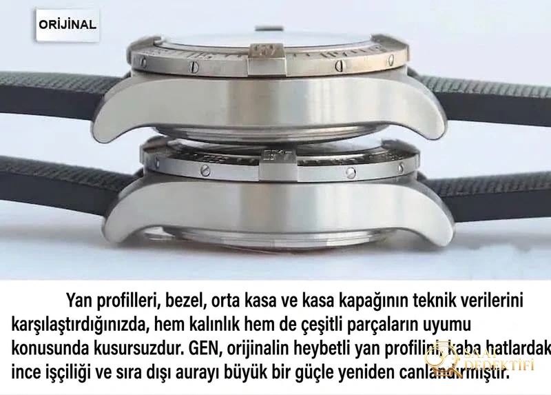 Breitling Avenger orijinal ile detaylı görünüm karşılaştırması - Arka Kapak ve Mekanizma Detayı