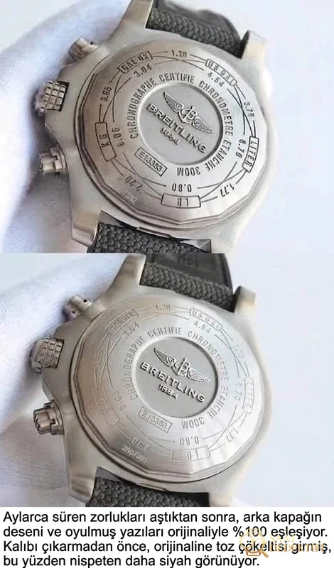 Breitling Avenger orijinal ile detaylı görünüm karşılaştırması - Makro Kadran ve İndeks İşçiliği