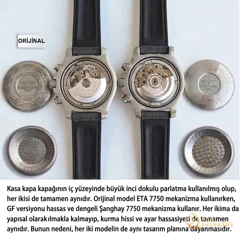 Breitling Avenger orijinal ile detaylı görünüm karşılaştırması - Klips Kilidi ve Lazer Damgalar